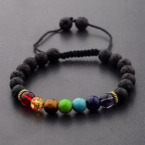 Colorful & Black Lava Stone Mens Bracelet - Mercentury